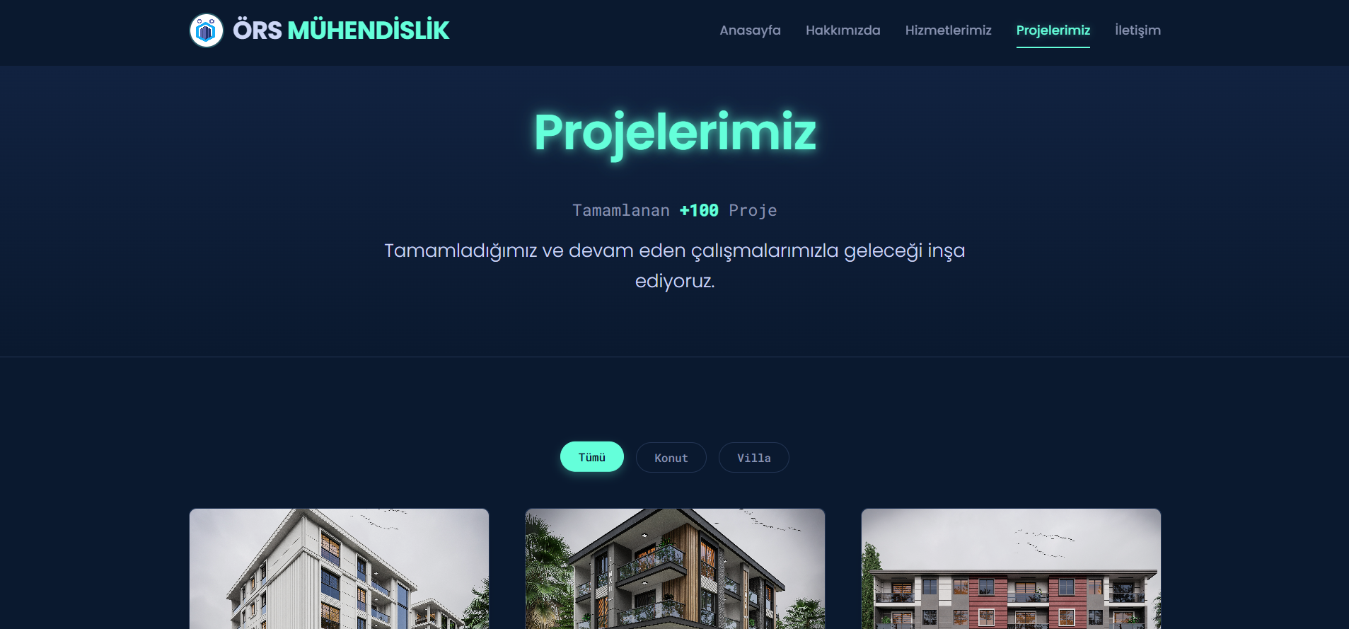 ÖRS Mühendislik web sitesi ana sayfası